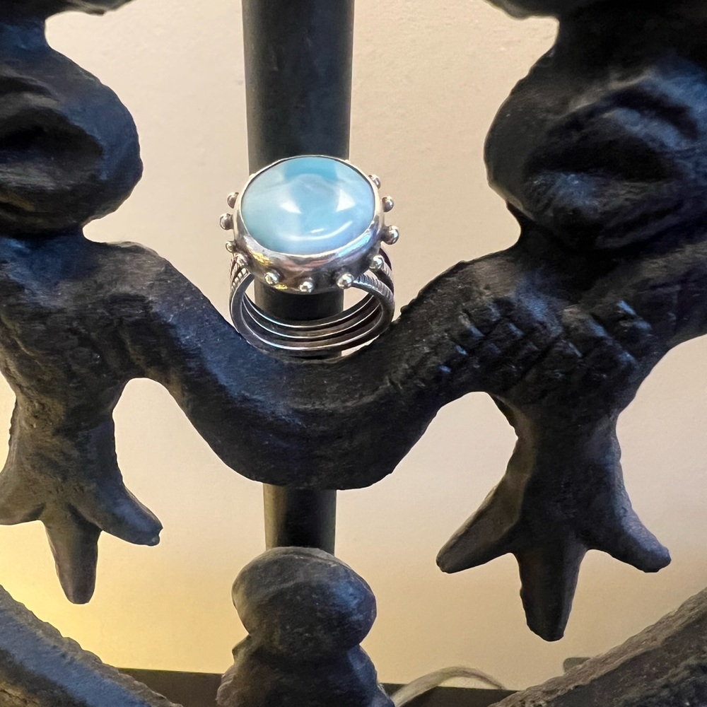 Blue Chalcedony Stone and Silver Ring